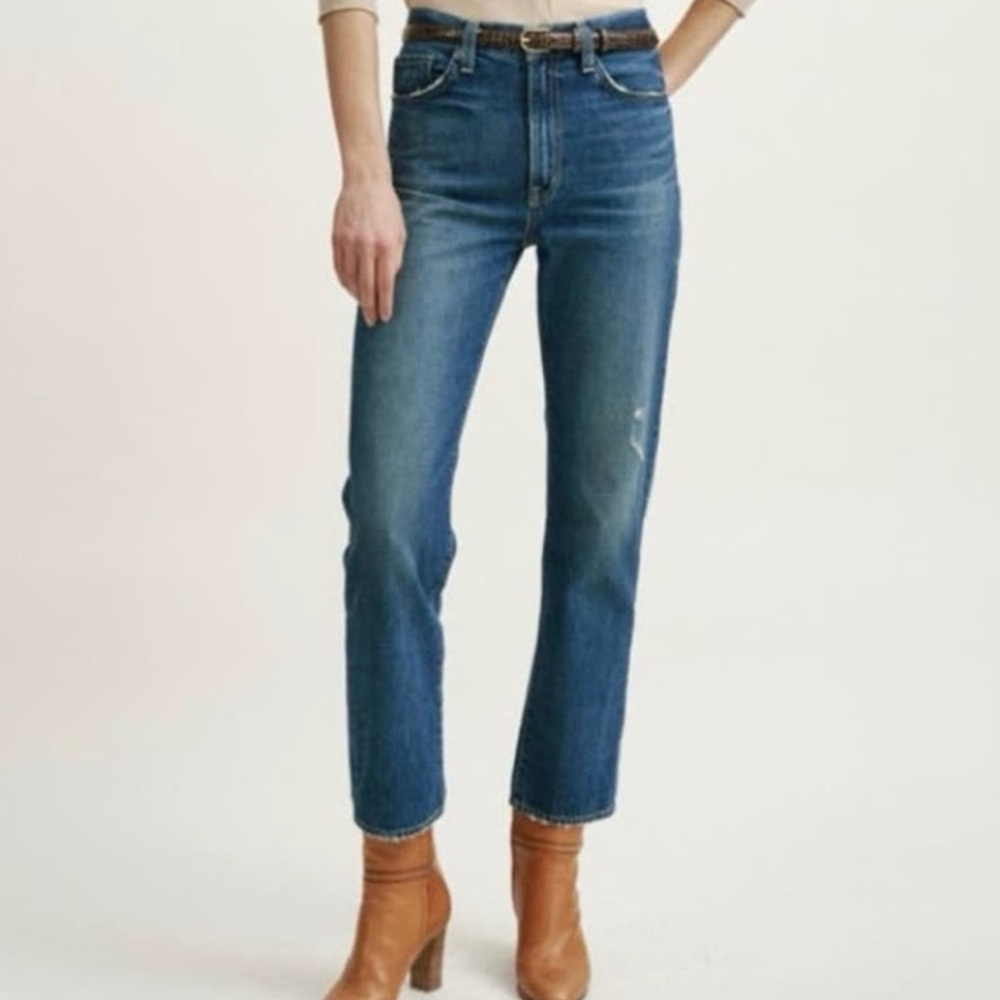 Nili Lotan Size 25 Straight Leg Jeans Classic Wash Distressing 11389W920